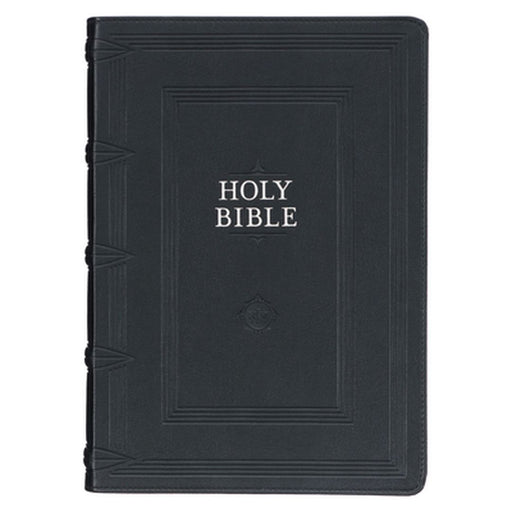 KJV Study Bible, Standard King James Version Holy Bible, Thumb Tabs, Ribbons, Faux Leather, Black Debossed by Christian Art Gifts