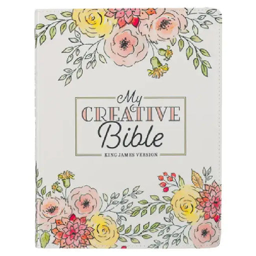KJV Holy Bible, My Creative Bible, Faux Leather Flexible Cover - Ribbon Marker, King James Version, White Floral by Christian Art Gifts
