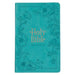 KJV Holy Bible, Standard Size Faux Leather Red Letter Edition - Thumb Index & Ribbon Marker, King James Version, Teal Floral Zipper Closure by Christian Art Gifts