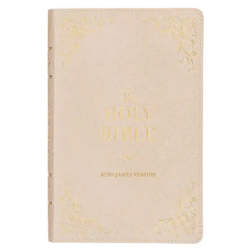 KJV Holy Bible, Standard Size Faux Leather Red Letter Edition - Thumb Index & Ribbon Marker, King James Version, Pearlescent Taupe by Christian Art Gifts