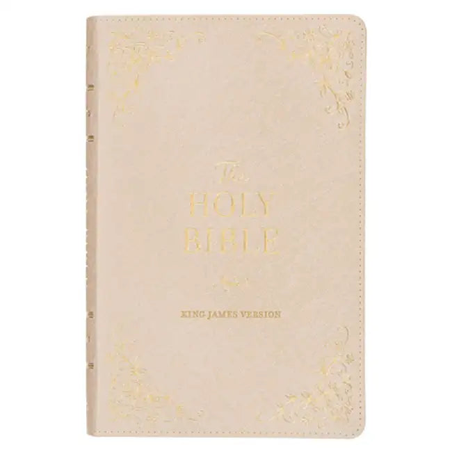 KJV Holy Bible, Standard Size Faux Leather Red Letter Edition - Thumb Index & Ribbon Marker, King James Version, Pearlescent Taupe by Christian Art Gifts