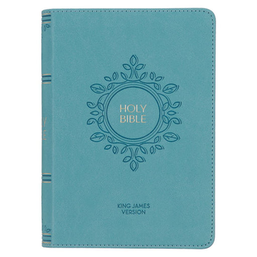 KJV Holy Bible, Compact Large Print Faux Leather Red Letter Edition - Ribbon Marker, King James Version, Teal by Christian Art Gifts