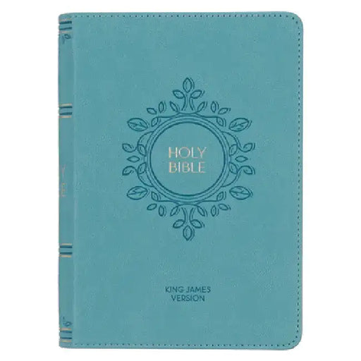 KJV Holy Bible, Compact Large Print Faux Leather Red Letter Edition - Ribbon Marker, King James Version, Teal by Christian Art Gifts