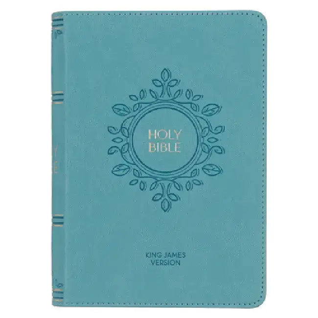 KJV Holy Bible, Compact Large Print Faux Leather Red Letter Edition - Ribbon Marker, King James Version, Teal by Christian Art Gifts