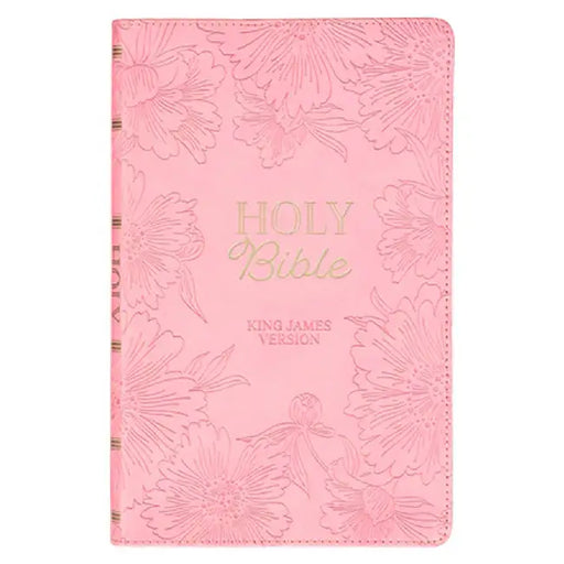 KJV Holy Bible, Gift Edition King James Version, Faux Leather Flexible Cover, Light Pink Floral by Christian Art Gifts