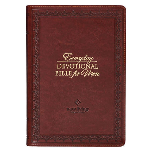 NLT Holy Bible Everyday Devotional Bible for Men New Living Translation, Vegan Leather, Burgundy Debossed by Christian Art Gifts