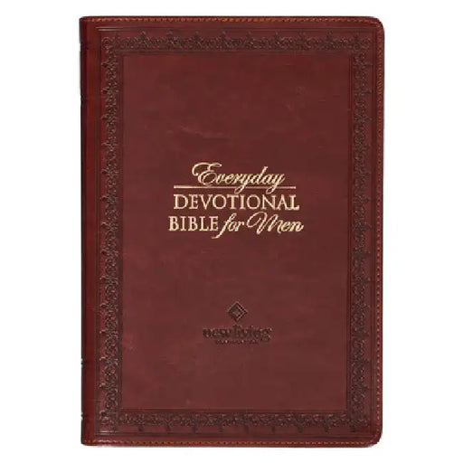 NLT Holy Bible Everyday Devotional Bible for Men New Living Translation, Vegan Leather, Burgundy Debossed by Christian Art Gifts