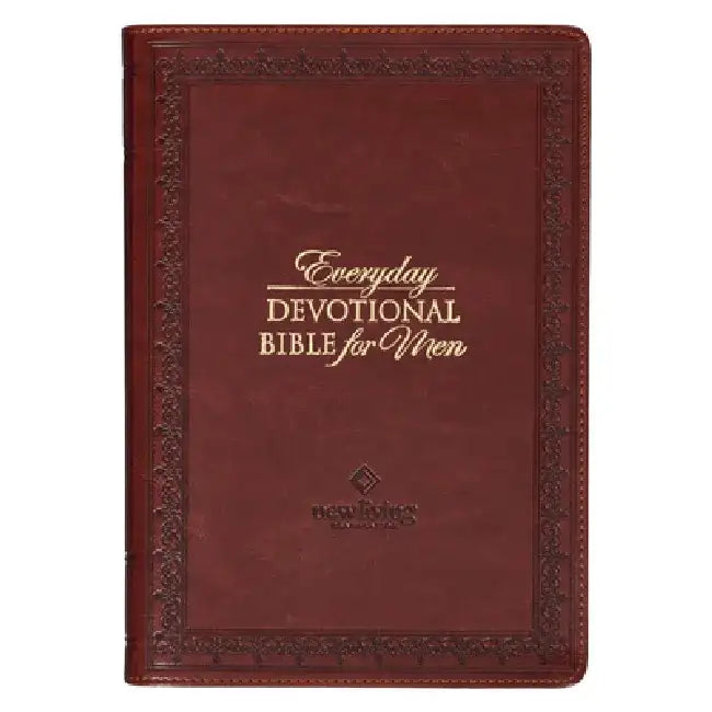NLT Holy Bible Everyday Devotional Bible for Men New Living Translation, Vegan Leather, Burgundy Debossed by Christian Art Gifts