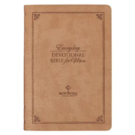 NLT Holy Bible Everyday Devotional Bible for Men New Living Translation, Vegan Leather, Tan Debossed by Christian Art Gifts