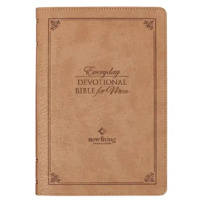 NLT Holy Bible Everyday Devotional Bible for Men New Living Translation, Vegan Leather, Tan Debossed by Christian Art Gifts