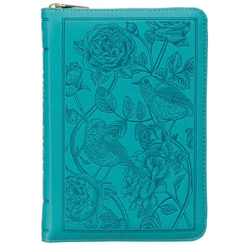 KJV Bible Compact Bible Faux Leather Teal W/Zipper by Christian Art Gifts