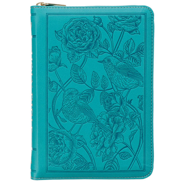 KJV Bible Compact Bible Faux Leather Teal W/Zipper by Christian Art Gifts