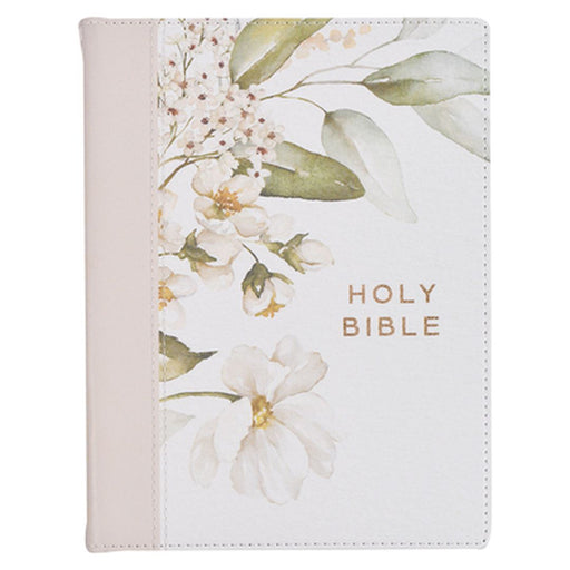 KJV Note-Taking Bible Faux Leather Hc Gray Floral Printed by Christian Art Gifts