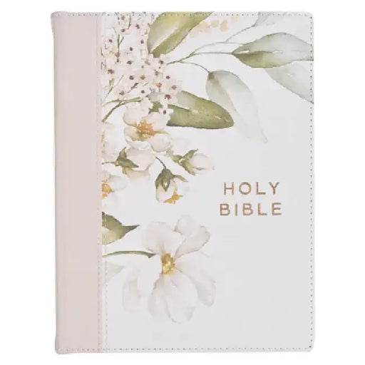 KJV Note-Taking Bible Faux Leather Hc Gray Floral Printed by Christian Art Gifts