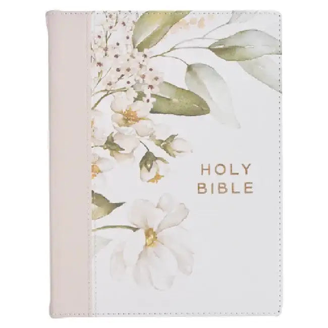 KJV Note-Taking Bible Faux Leather Hc Gray Floral Printed by Christian Art Gifts
