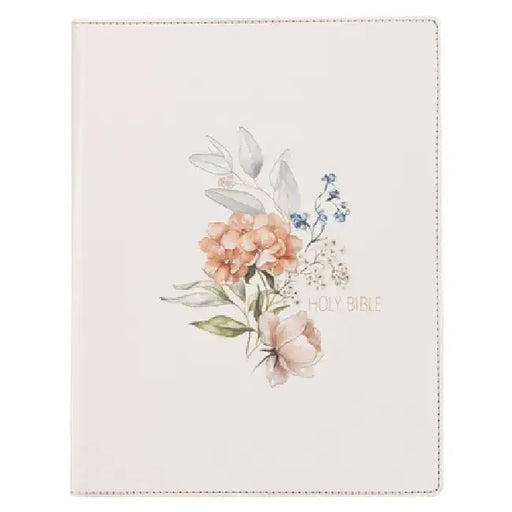 KJV Note-Taking Bible LP Faux Leather Hc White Floral by Christian Art Gifts