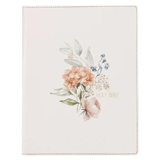 KJV Note-Taking Bible LP Faux Leather Hc White Floral by Christian Art Gifts