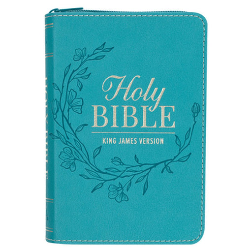 KJV Bible Pocket Faux Leather Teal W/Zipper by Christian Art Gifts