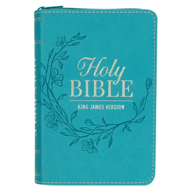 KJV Bible Pocket Faux Leather Teal W/Zipper by Christian Art Gifts