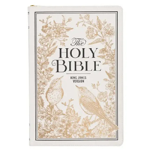 KJV Bible Thinline LP White and Gold W/Zipper by Christian Art Gifts