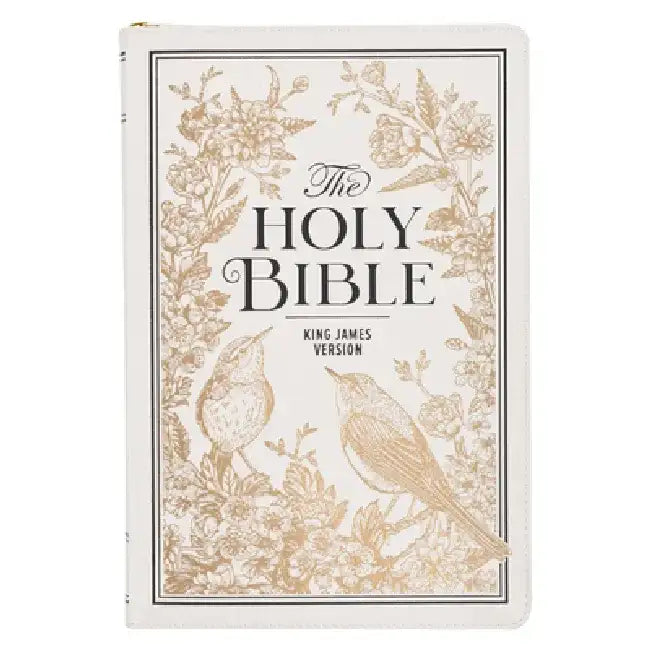KJV Bible Thinline LP White and Gold W/Zipper by Christian Art Gifts