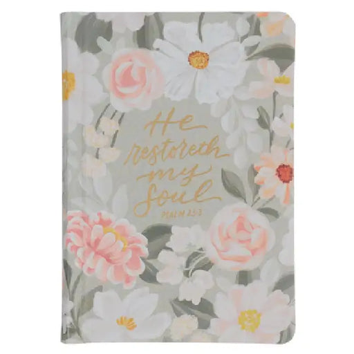 KJV Bible Compact Faux Leather, Gray Floral Printed Ps. 23:3 by Christian Art Gifts