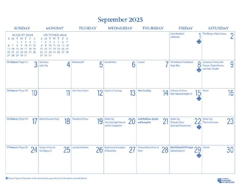 2025 Parish Wall Calendar: September 2024 Through December 2025 by Church Publishing