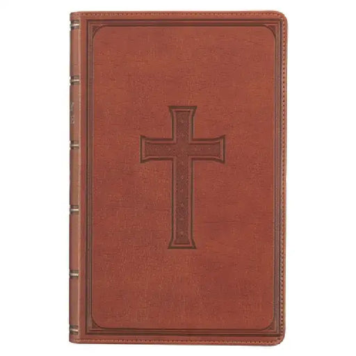 KJV Holy Bible, Giant Print Standard Size Faux Leather Red Letter Edition - Ribbon Marker, King James Version, Brown by Christian Art Gifts