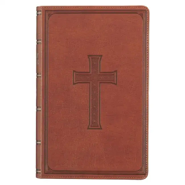 KJV Holy Bible, Giant Print Standard Size Faux Leather Red Letter Edition - Ribbon Marker, King James Version, Brown by Christian Art Gifts