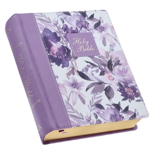 KJV Holy Bible, Note-Taking Bible, Faux Leather Hardcover - King James Version, Purple Floral Printed by Christian Art Gifts