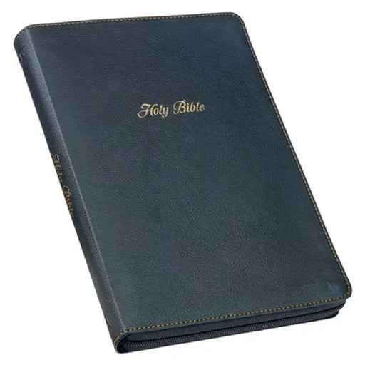 KJV Large Print Thinline Bible Black with Zipper Faux Leather