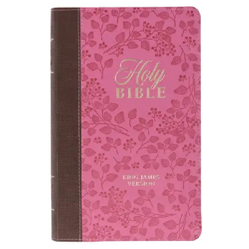 KJV Giant Print Bible Two-Tone Brown/Pink Faux Leather