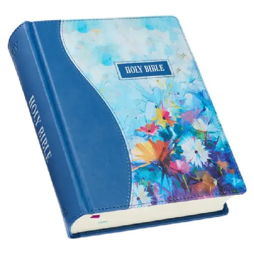 KJV Holy Bible, Note-Taking Bible, Faux Leather Hardcover - King James Version, Blue Floral Printed by Christian Art Gifts