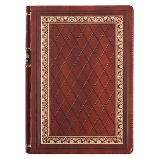 KJV Study Bible, Standard Print Faux Leather - Thumb Index, King James Version Holy Bible, Saddle Tan/Diamond by Christian Art Gifts