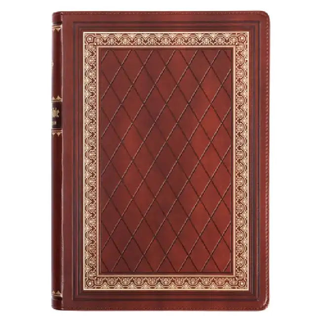KJV Study Bible, Standard Print Faux Leather - Thumb Index, King James Version Holy Bible, Saddle Tan/Diamond by Christian Art Gifts
