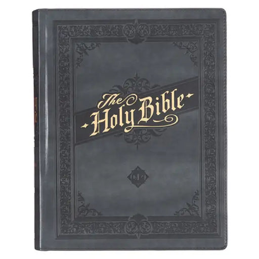 KJV Holy Bible, Large Print Note-Taking Bible, Faux Leather Hardcover - King James Version, Gray by Christian Art Gifts