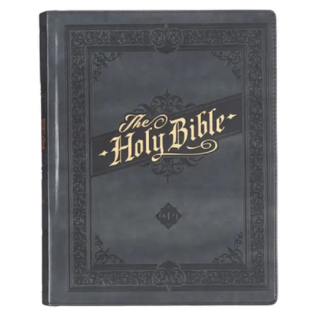 KJV Holy Bible, Large Print Note-Taking Bible, Faux Leather Hardcover - King James Version, Gray by Christian Art Gifts
