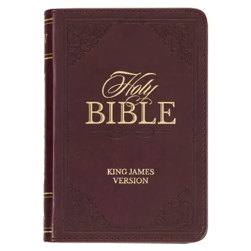 KJV Holy Bible, Mini Pocket Size, Faux Leather Red Letter Edition - Ribbon Marker, King James Version, Burgundy by Christian Art Gifts