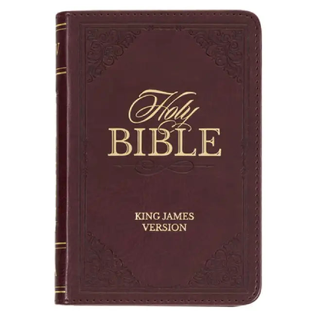 KJV Holy Bible, Mini Pocket Size, Faux Leather Red Letter Edition - Ribbon Marker, King James Version, Burgundy by Christian Art Gifts