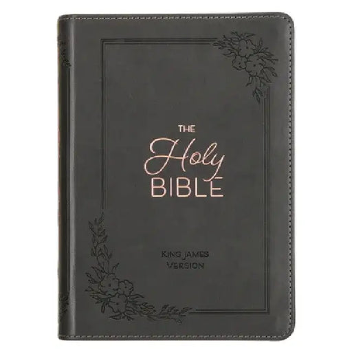 KJV Holy Bible, Compact Large Print Faux Leather Red Letter Edition - Ribbon Marker, King James Version, Gray by Christian Art Gifts