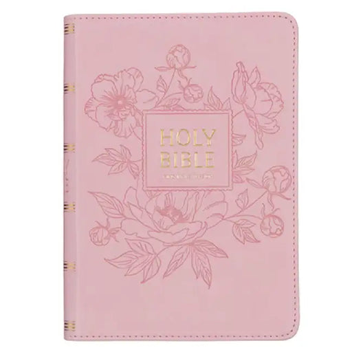 KJV Holy Bible, Compact Large Print Faux Leather Red Letter Edition - Ribbon Marker, King James Version, Pink by Christian Art Gifts