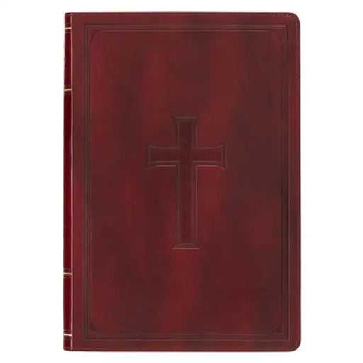 KJV Holy Bible, Thinline Large Print Faux Leather Red Letter Edition - Thumb Index & Ribbon Marker, King James Version, Burgundy by Christian Art Gifts