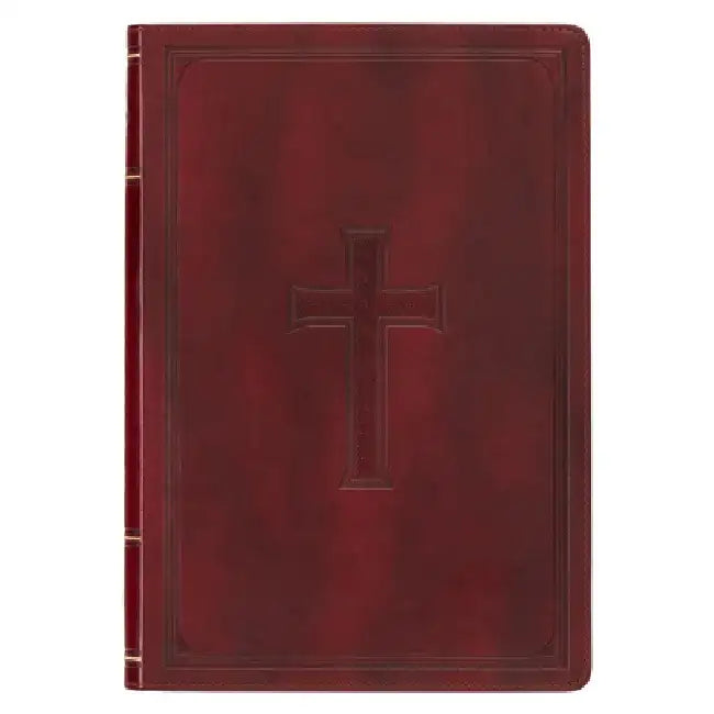 KJV Holy Bible, Thinline Large Print Faux Leather Red Letter Edition - Thumb Index & Ribbon Marker, King James Version, Burgundy by Christian Art Gifts