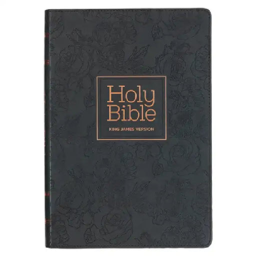 KJV Holy Bible, Thinline Large Print Faux Leather Red Letter Edition - Thumb Index & Ribbon Marker, King James Version, Black, Zipper Closure by Christian Art Gifts