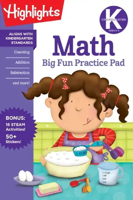 Kindergarten Math Big Fun Practice Pad by Highlights Learning