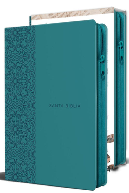 Biblia Reina Valera 1960 Letra Grande. Símil Piel Aguamarina, Cremallera, Tamaño Manual/Spanish Bible Rvr 1960. Handy Size, Large Print, Leathersoft A by Reina Valera Revisada 1960