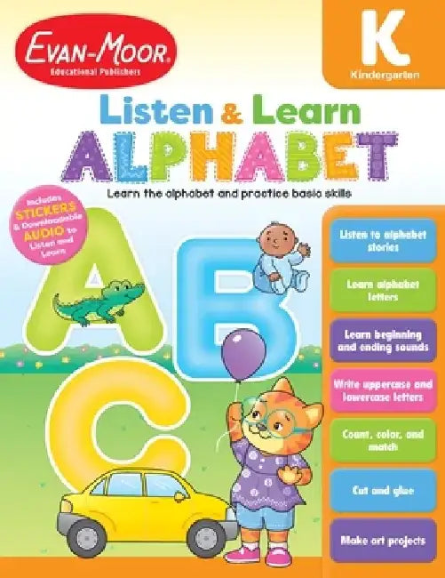 Listen and Learn: Alphabet, Grade K Workbook by Evan-Moor Corporation