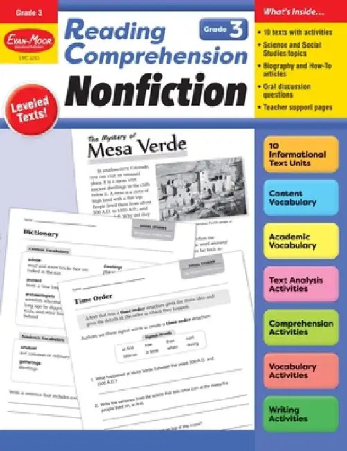 Reading Comprehension: Nonfiction, Grade 3 Teacher Resource by Evan-Moor Corporation