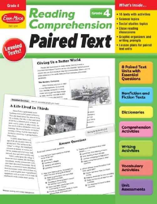 Reading Comprehension, Paired Text, Grade 4 by Evan-Moor Educational Publishers