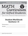 Math Curriculum for Gifted Students: Lessons, Activities, and Extensions for Gifted and Advanced Learners, Student Workbooks, Sections I-II (Set of 5) by Clg Of William And Mary/C